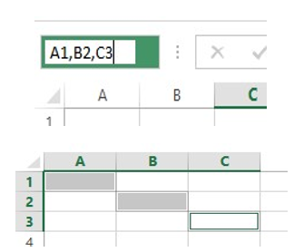 انتخاب همزمان چند سلول در اکسل excel 2019