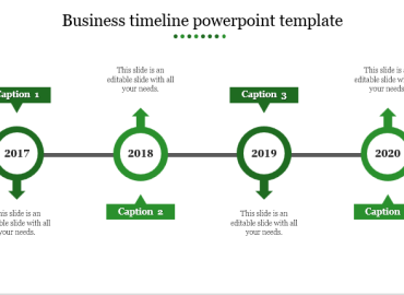 business timeline powerpoint template 4 Green 4 3