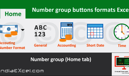 Buttons Formats tools Number group MS Excel