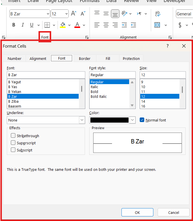 font فونت
