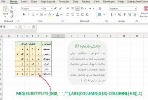 تمرین ۲۶: پاکسازی داده‌ها قبل از تفکیک با توابع MID, SUBSTITUTE, ABS و COLUMN